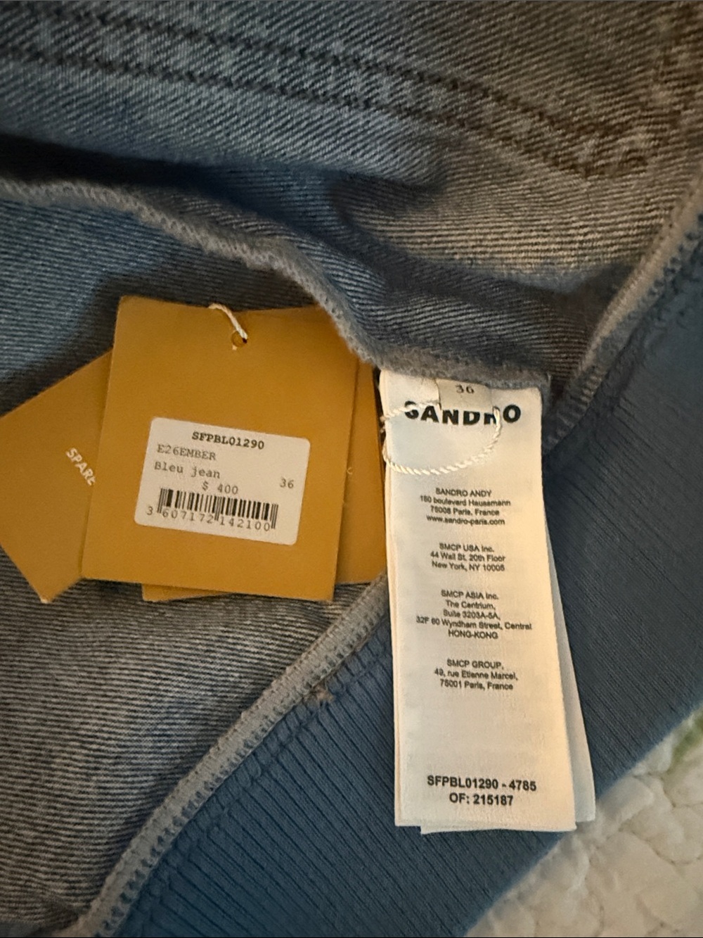 Sandro Light Blue Denim Bomber Jacket - Picture 4 of 4